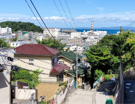 追浜の街並みの写真。